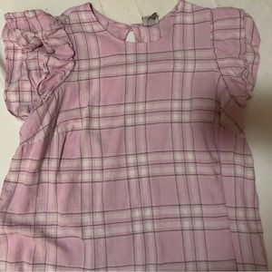 Target A new day Linen Ruffle Blouse Pink Plaid 1X